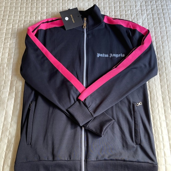 Palm Angels Black Jacket with Pink Stripes - Picture 5 of 13